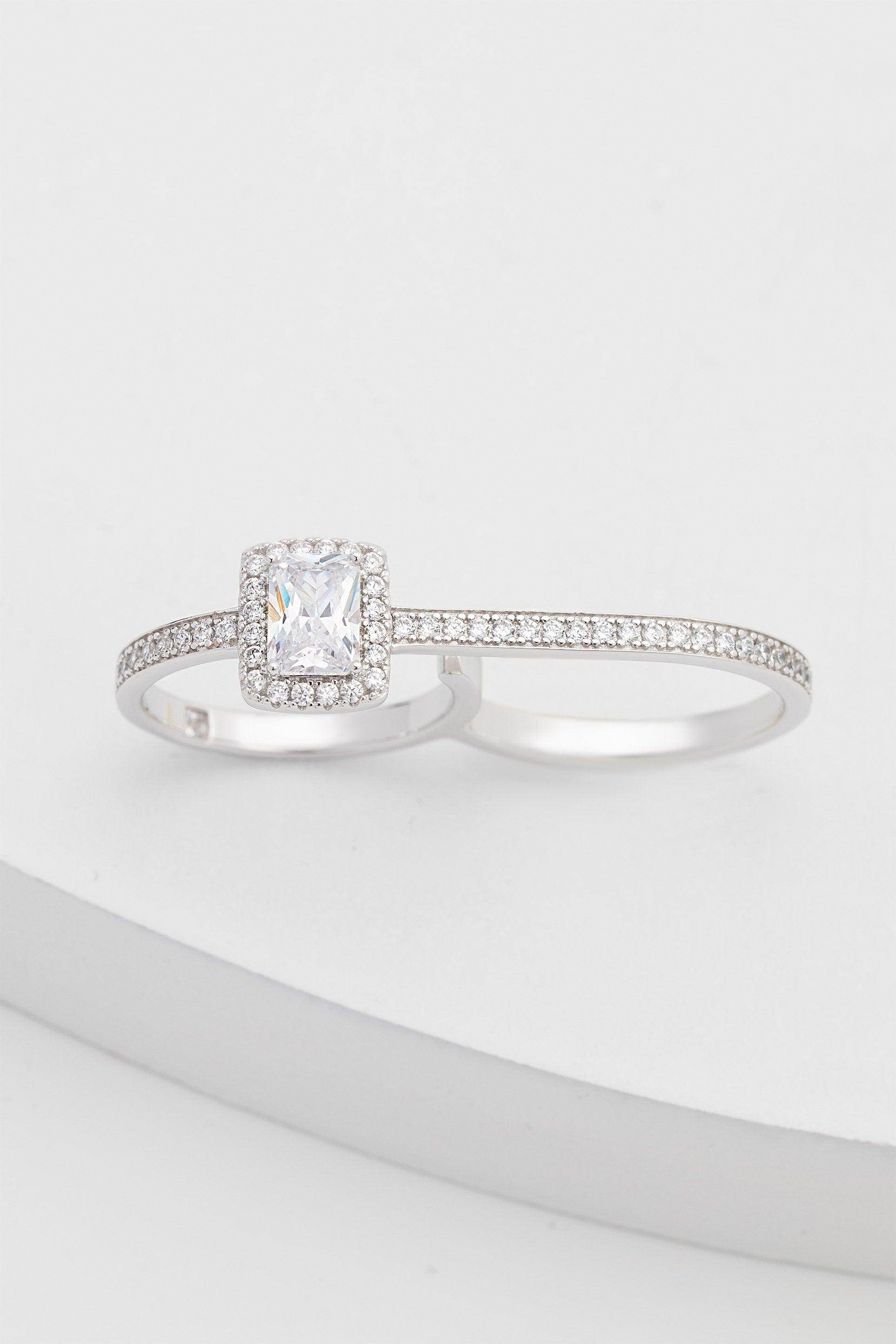 Rhodium plated Rings with Crystals CR0006 - COCOMELODY